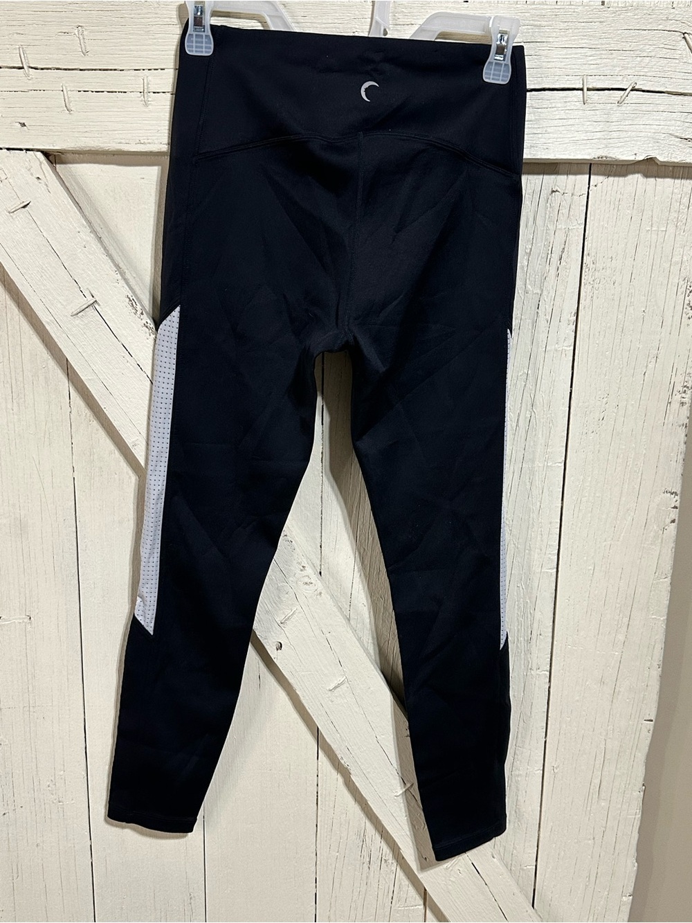 ZYIA Black Leggings with White Perforated Side Panels